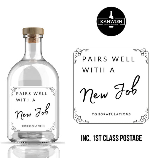 Pairs well with a New Job custom GIN Label | Gin label gift | personalised gin label | New job gift | good luck in your new job |  New Role