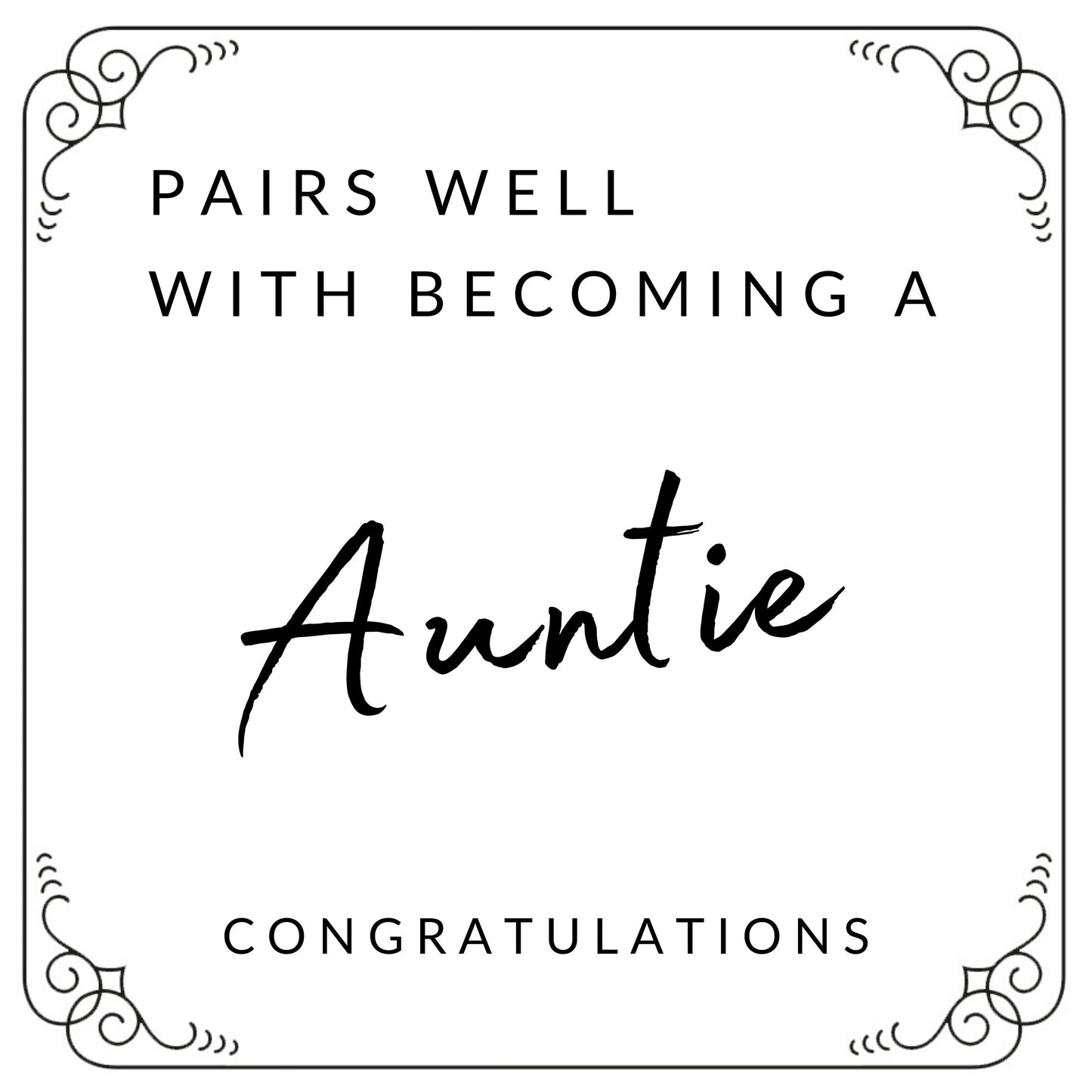 Pairs well with Aunt custom GIN Label | Gin label gift | personalised gin label | Auntie gift | Becoming and Auntie | Aunt fun gift