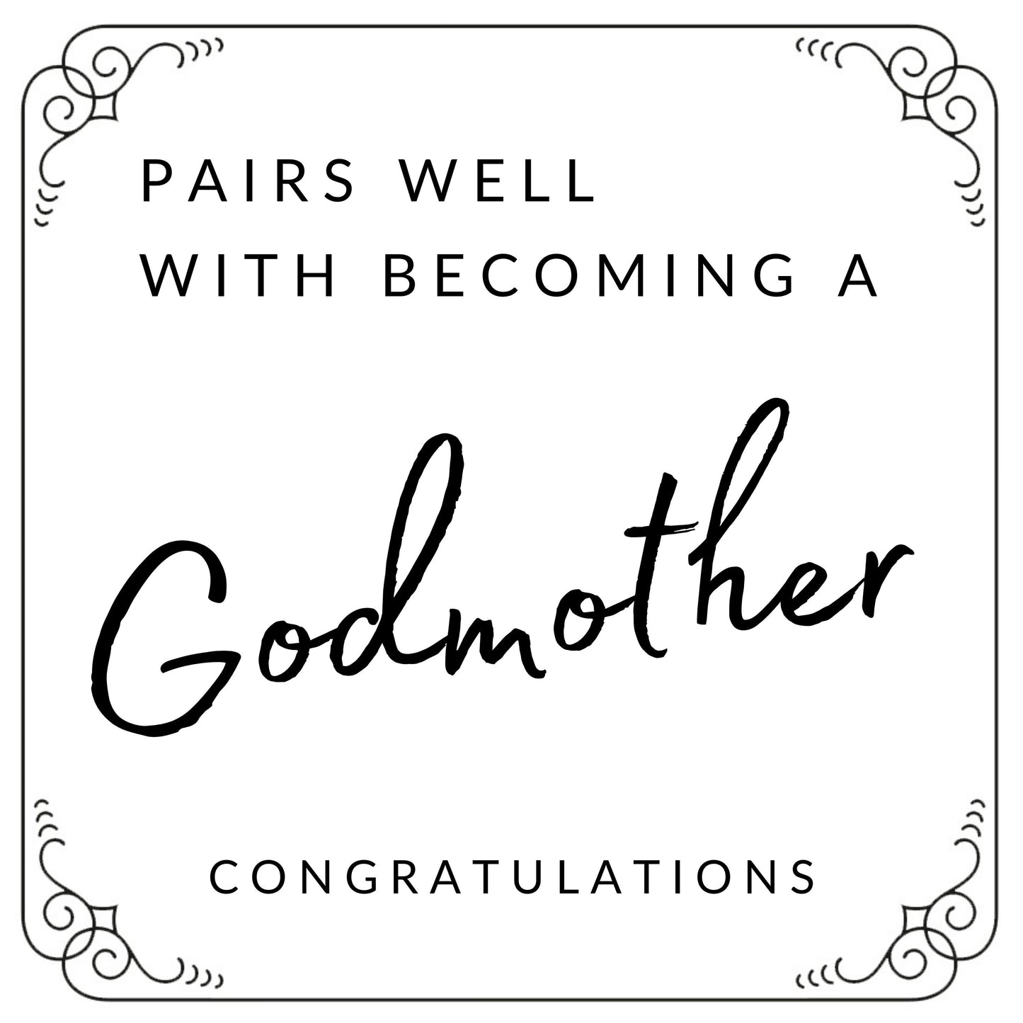 Pairs well with Godmother custom GIN Label | Gin label gift | personalised gin label | Godmother gift | Becoming and Godmother | Godmother