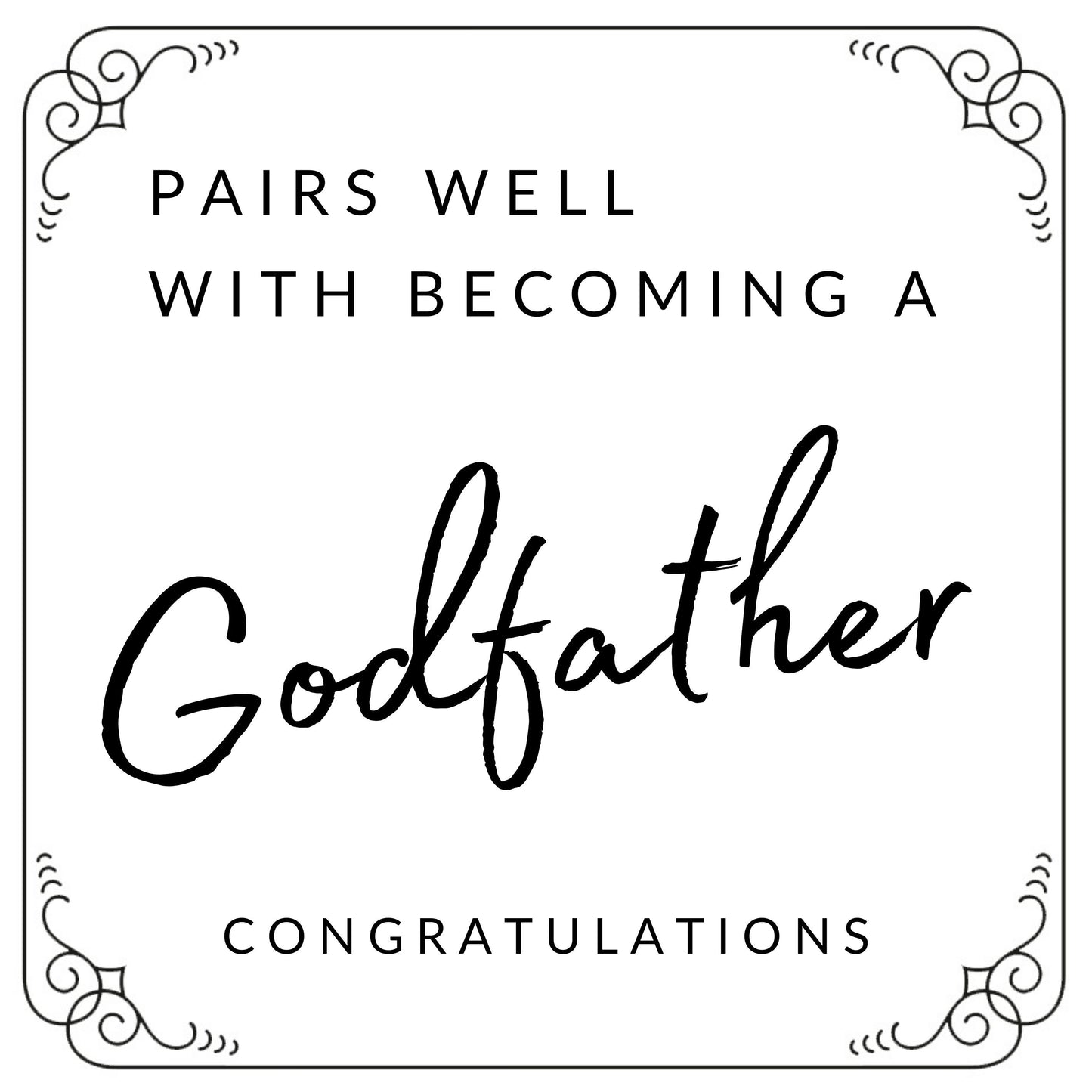 Pairs well with Godfather custom GIN Label | Gin label gift | personalised gin label | Godfather gift | Becoming and Godfather| Godfather