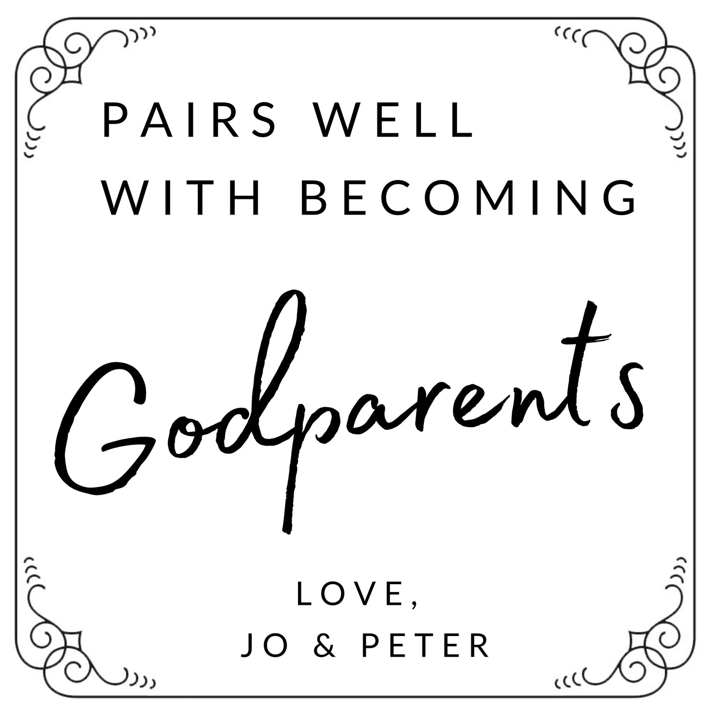 Pairs well with Godparents custom GIN Label | Gin label gift | personalised gin label | Godparents gift | Becoming a godparent | Godparent