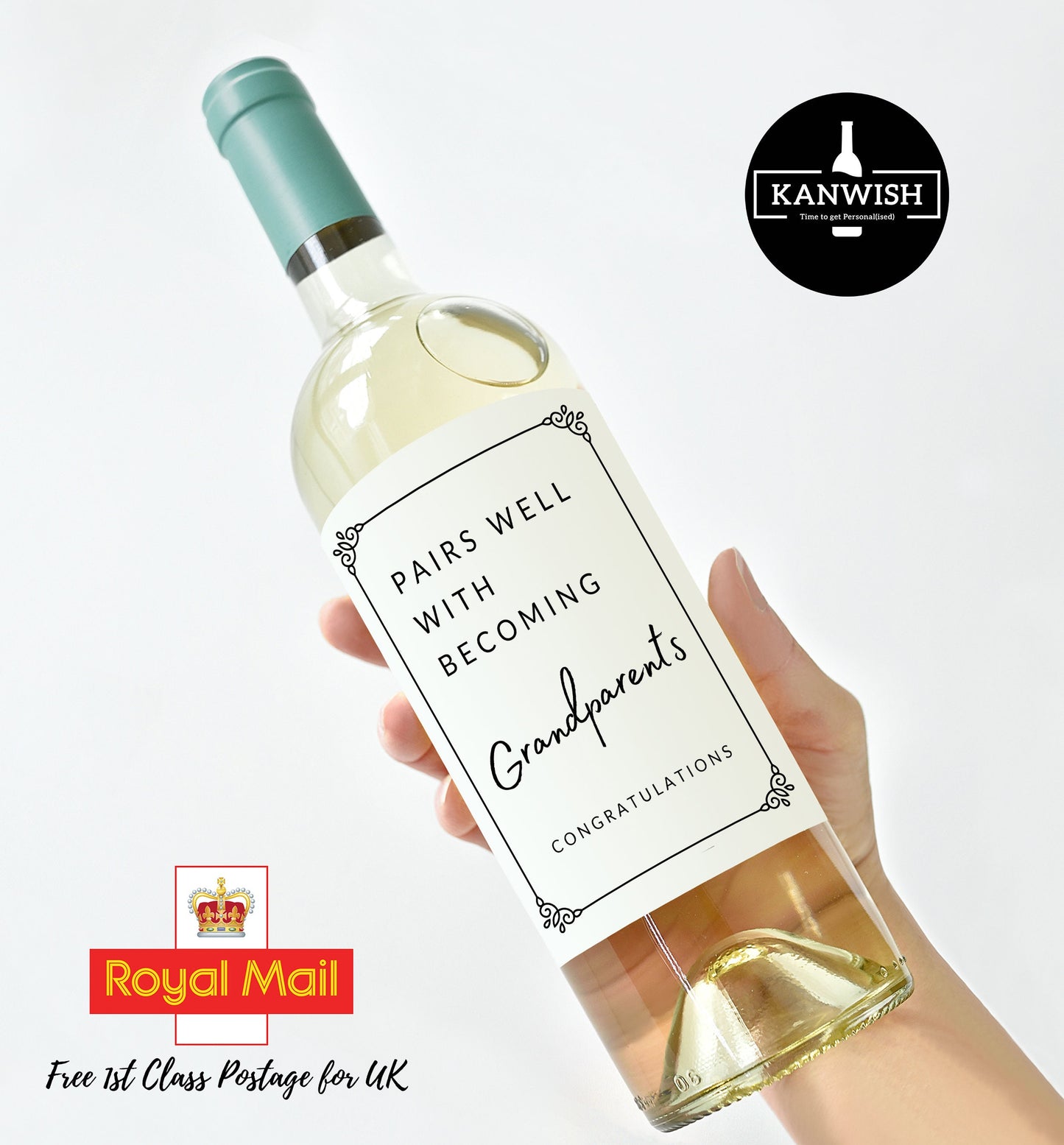 Pairs well with becoming Grandparents Wine Label | Baby Announcement | Pregnancy Announcement Gift | Gift for Nan Gran Grandad Grandma