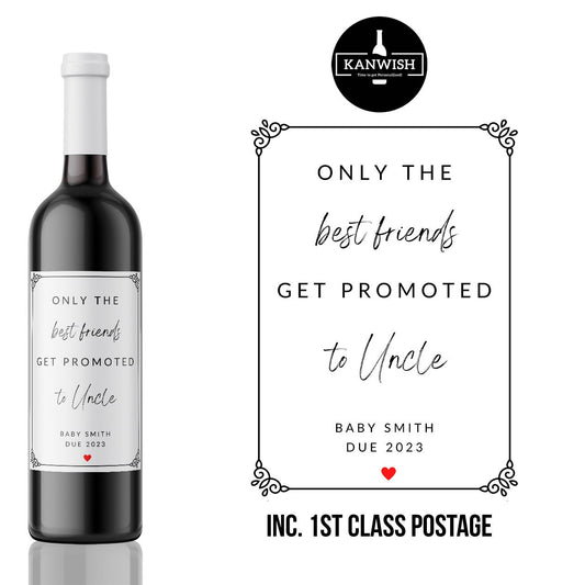 Best Friends get Promoted to Uncle wine label | Baby Announcement | Uncle Pregnancy Announcement | New Baby Announcement | UK seller
