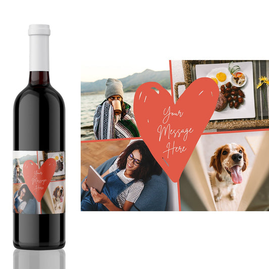 Photo Birthday / thank you / wedding / milestone / anniversary heart photo collage wine Label from Kanwish Designs