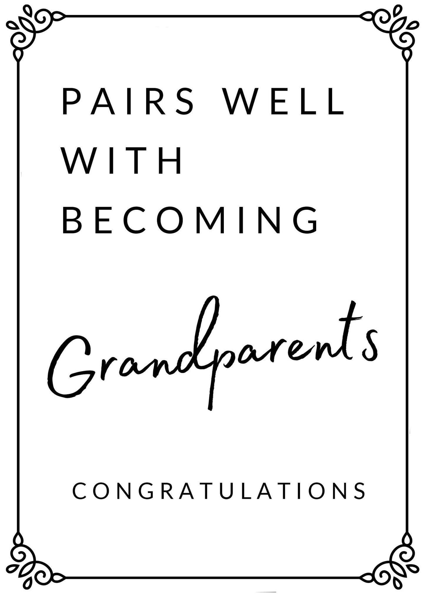 Pairs well with becoming Grandparents Wine Label | Baby Announcement | Pregnancy Announcement Gift |  Gift for Nan Gran Grandad Grandma