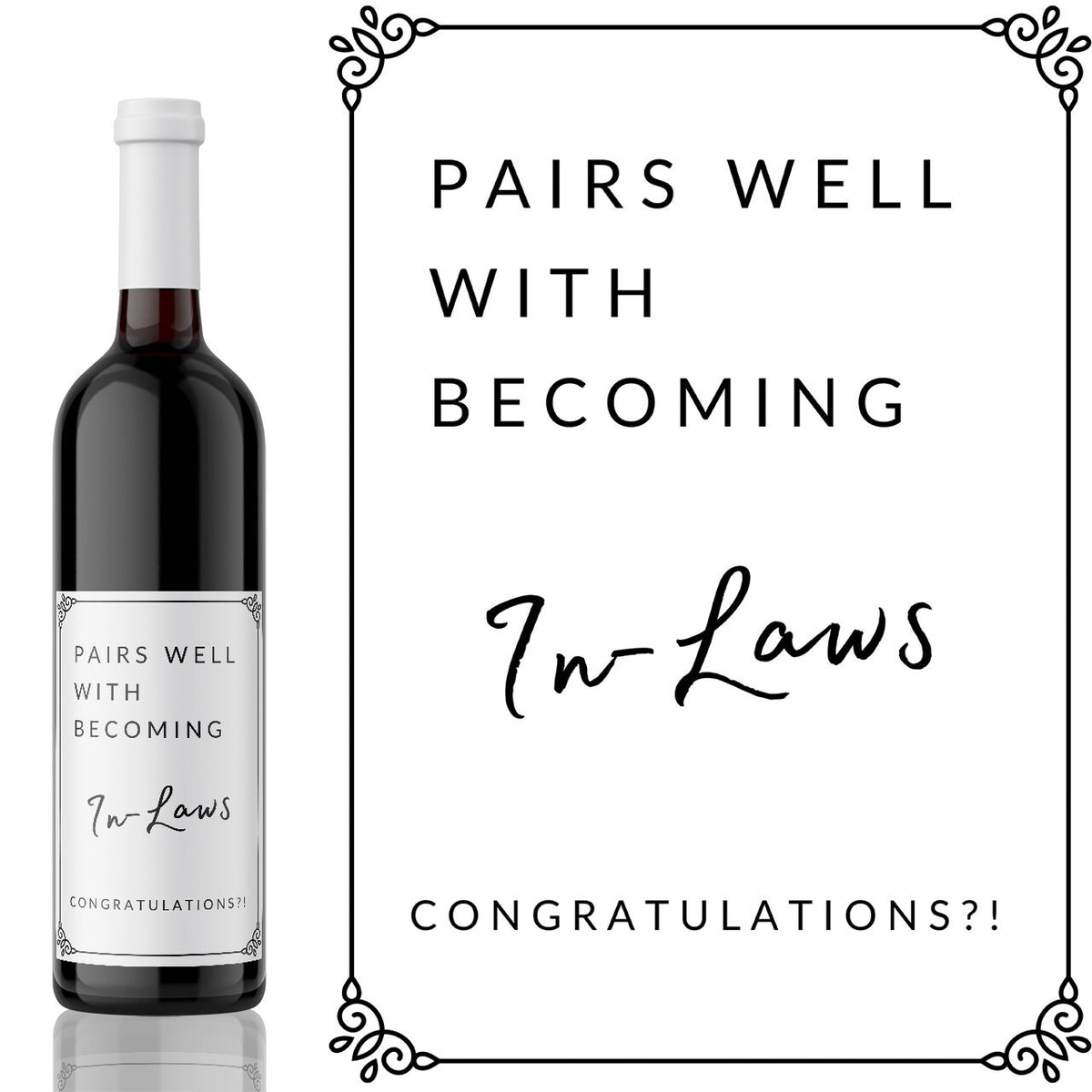 Pairs well with Becoming In-Laws Wine Label - add you own custom message from Kanwish Designs