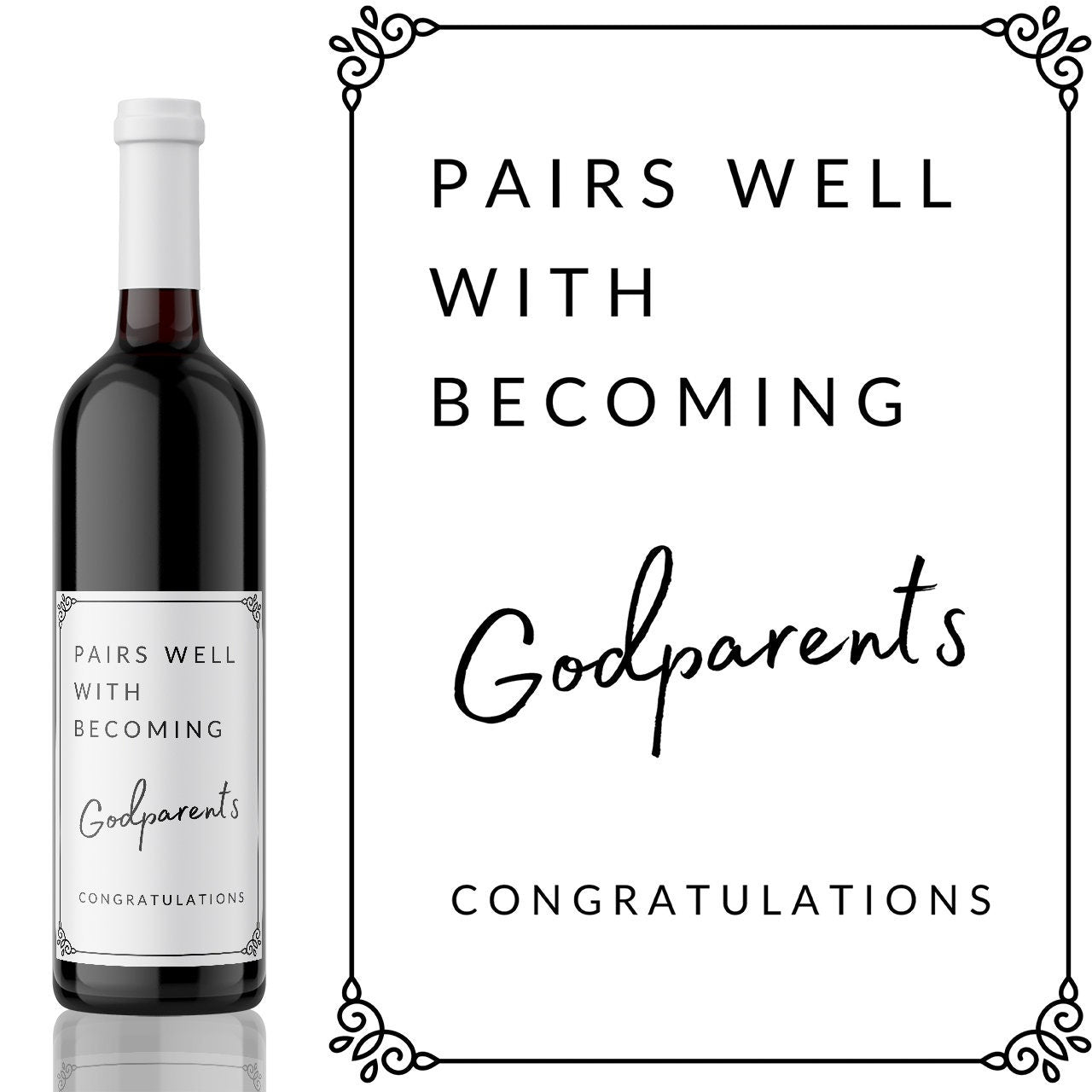 Pairs well with becoming Godparents Wine Label - add you own custom message from Kanwish Designs