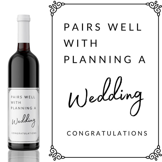 Pairs well with planning a wedding custom wine label | Bride to be gift | wedding announcement | Engagement Wine Label | Engagement Gift |