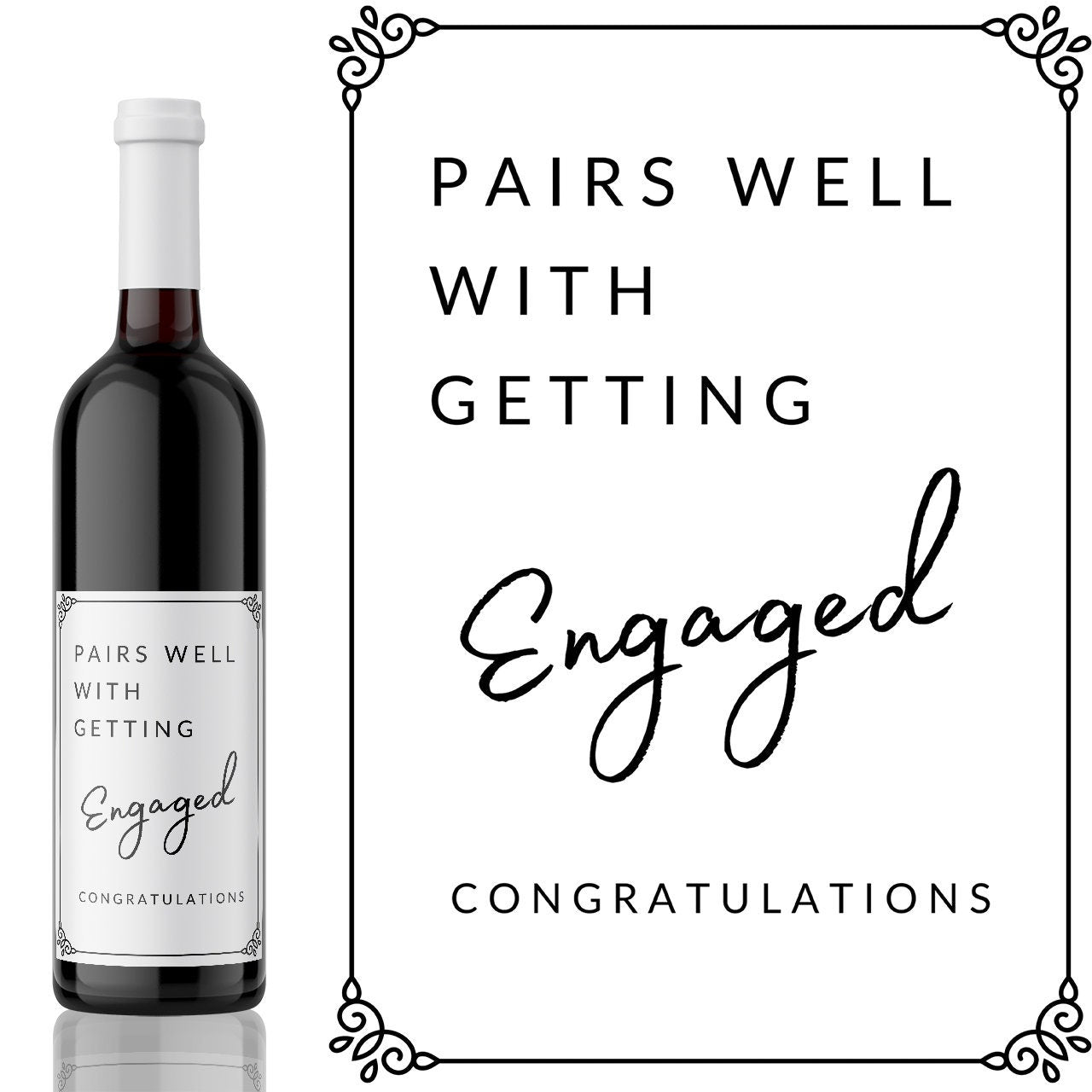 Pairs well with Getting Engaged Wine Label - add you own custom message from Kanwish Designs