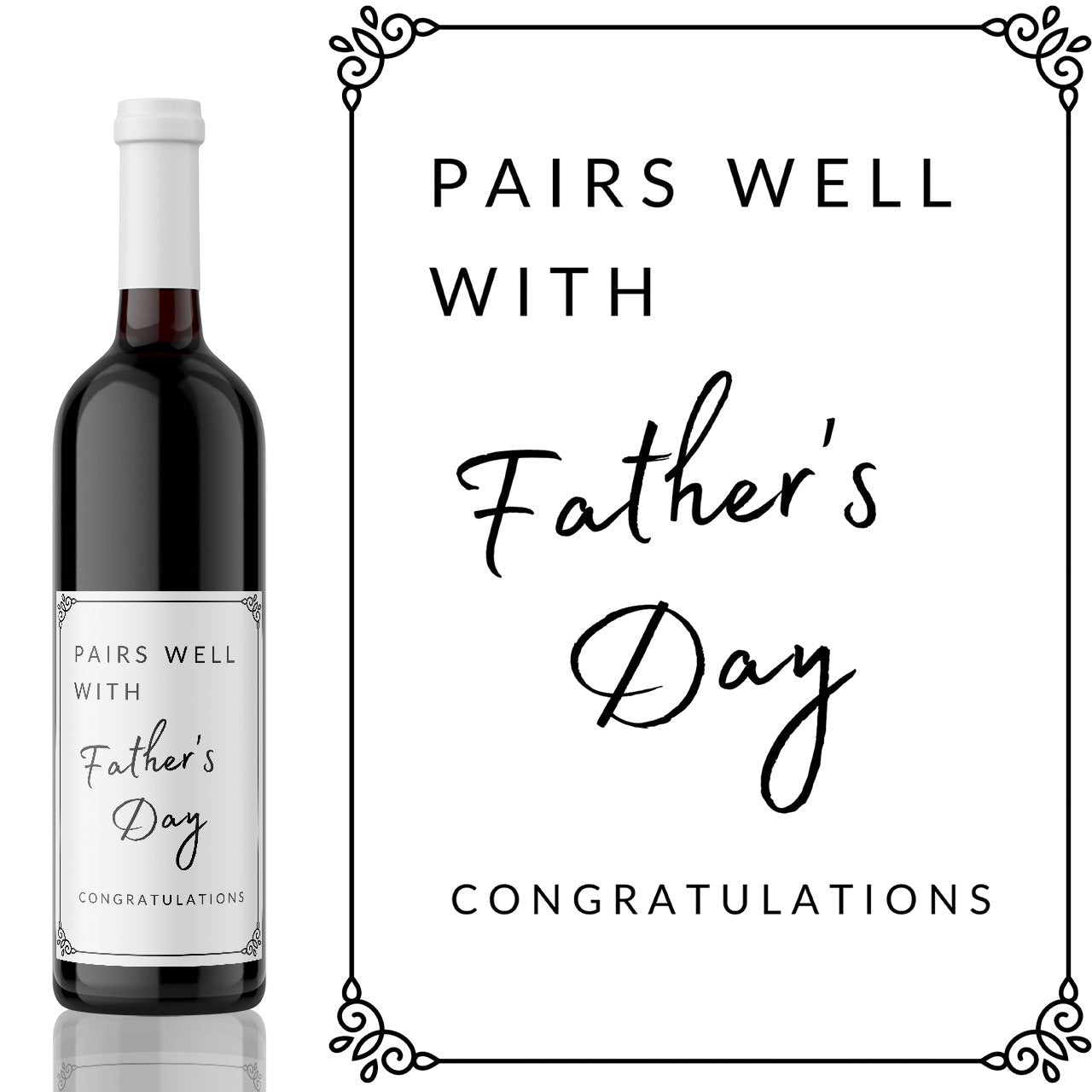 Pairs well with Father's Day custom Wine Label | Father's Day gift | Gift for Stepfather | Adopted Father Gift | personalised wine label