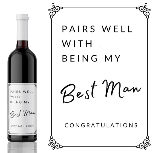 Pairs well with Being my Best Man Wine Label - add you own custom message from Kanwish Designs