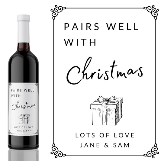 Christmas Wine Label present | personalise wine label Christmas | personalise merry Christmas wine label - add you own custom message