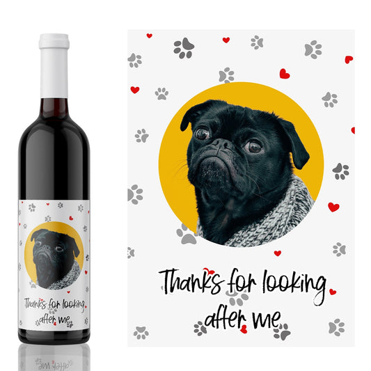 dog sitting thank you gift wine label | dog sitter peronalised photo gift | dog walker thank you gift | pet sitting gift | dog wine label