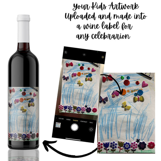 kids art gift wine label |  Gift for Grandma wine label | Gift for Grandad wine label | Personalised wine label gift | Mum wine label gift