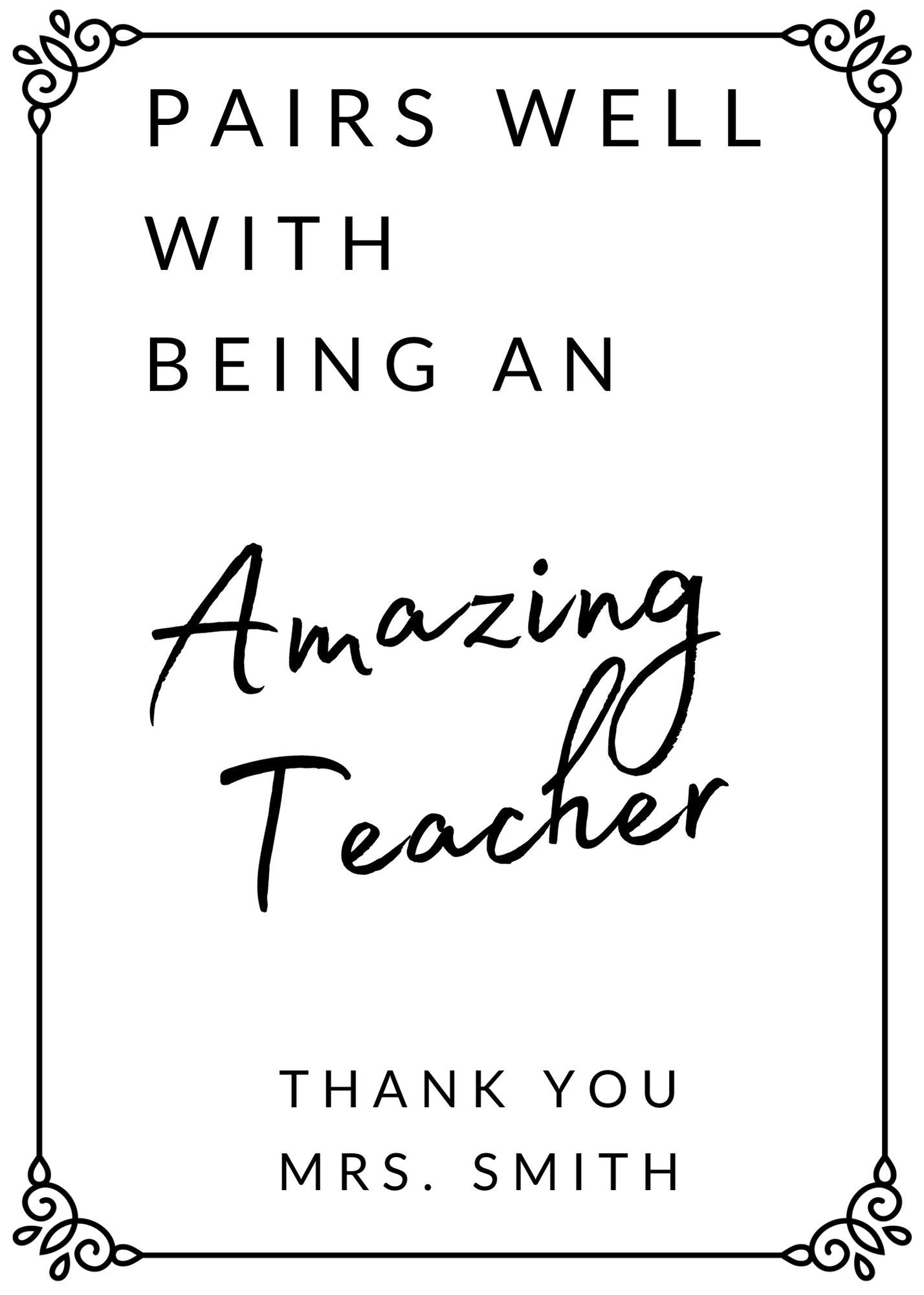 Teacher thank you Wine Label | retirement gift for teacher| teacher christmas gift wine | custom Wine label gift | thanks teacher gift