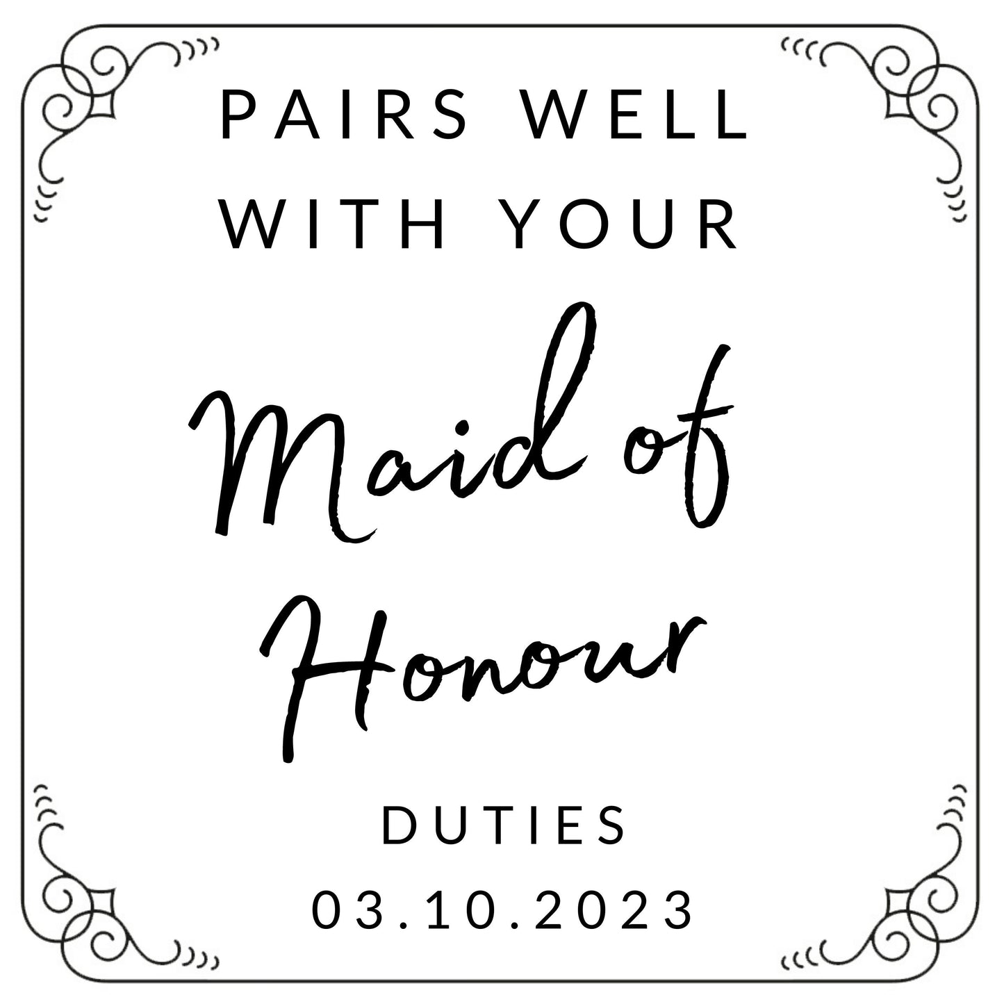 Pairs well with maid of honour GIN Label | maid of honour label gift | personalised gin label | maid of honour gift | Bride to be gift