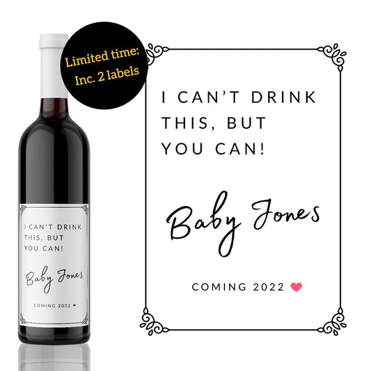 Pairs well with New Baby Wine Label | Wine Sticker | Baby Pregnancy announcement | grandparent gift | Granddad  | Grandma | Uncle | Auntie