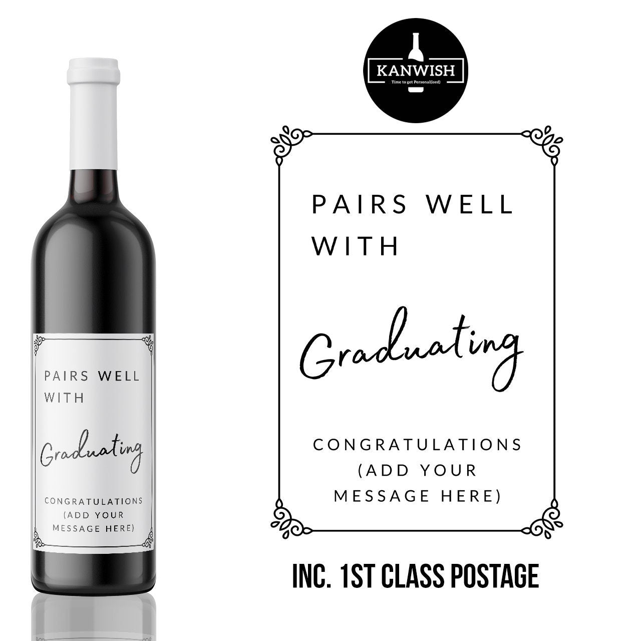 Pairs well with Graduating College gift | University Graduation Gift | Graduation Wine Label | Wine Gift for Her | Wine Gift For Him