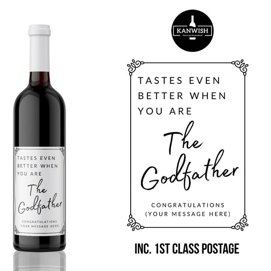 Baby Announcement Godfather Wine Labels| Godfather gift idea | Personalised Pregnancy Announcement Gift | Gift for Uncle | Baptism gift