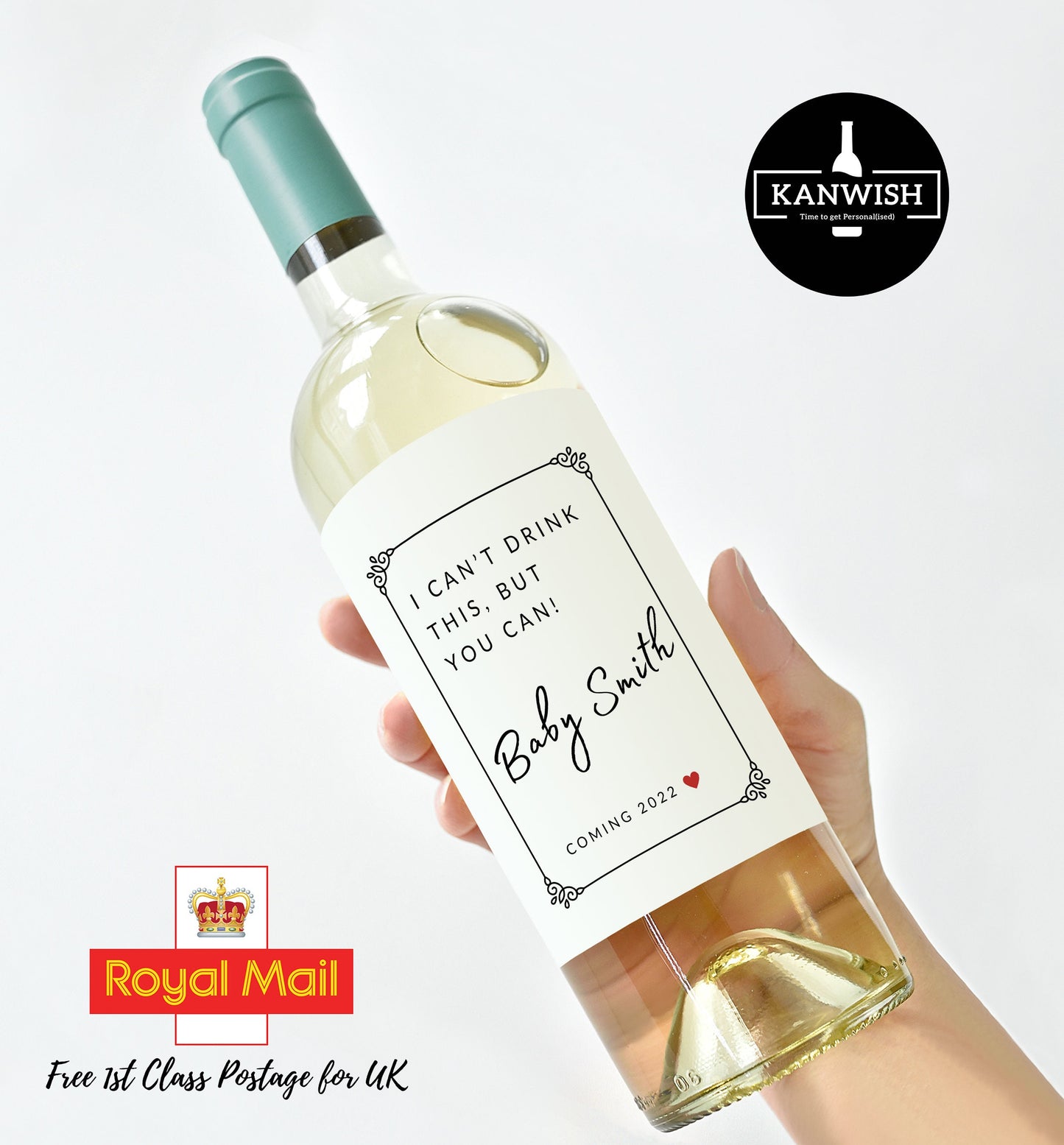 Pairs well with New Baby Wine Label - add you own custom message, godparent gift, grandparent gift, new parents gift from Kanwish Designs