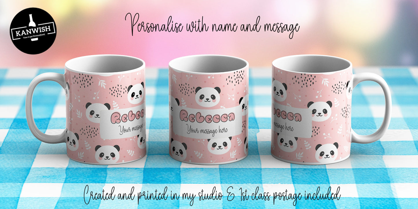 Kawaii Panda design 11oz personalised mug | custom coffee tea hot chocolate ceramic mug | kawaii design cute | UK seller | Dishwasher Safe