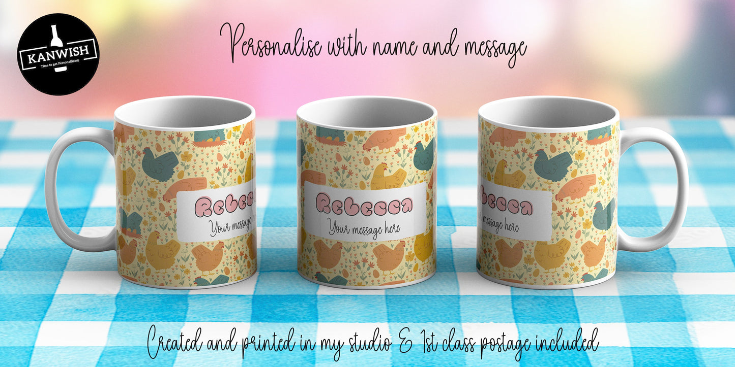 Kawaii chicken design 11oz personalised mug | custom coffee tea hot chocolate ceramic mug | kawaii design cute | UK seller | Dishwasher Safe