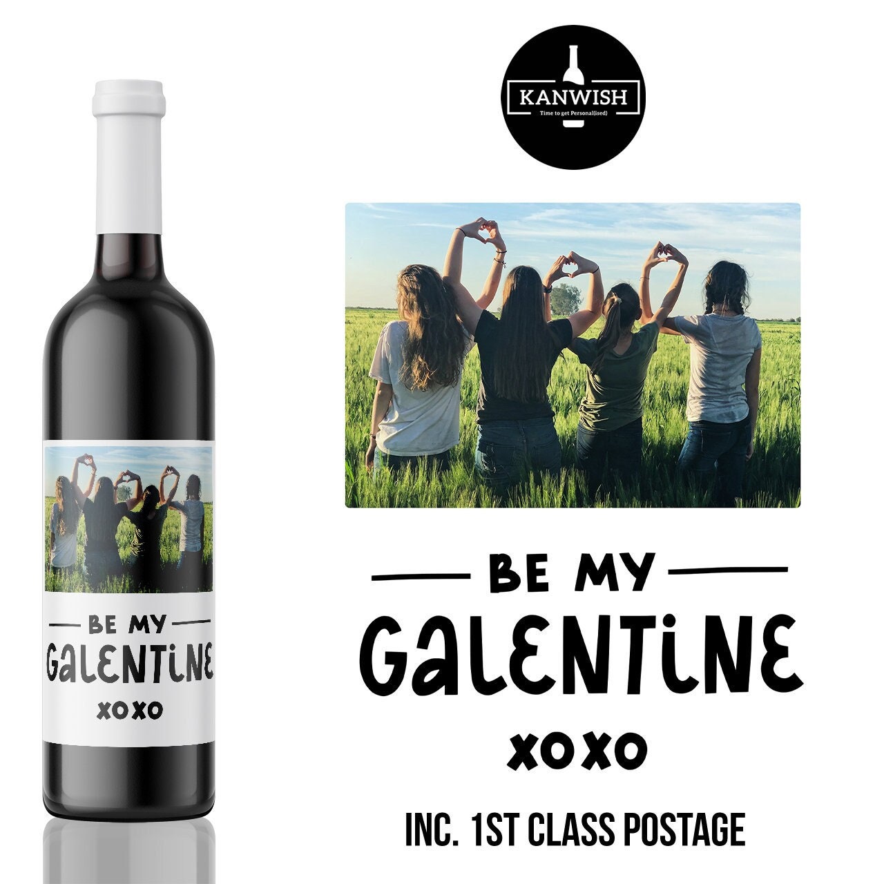 Personalized Custom Photo Galentine's Day Wine Label - A Fun Gift for Your Girls | bespoke wine label | wine bottle label