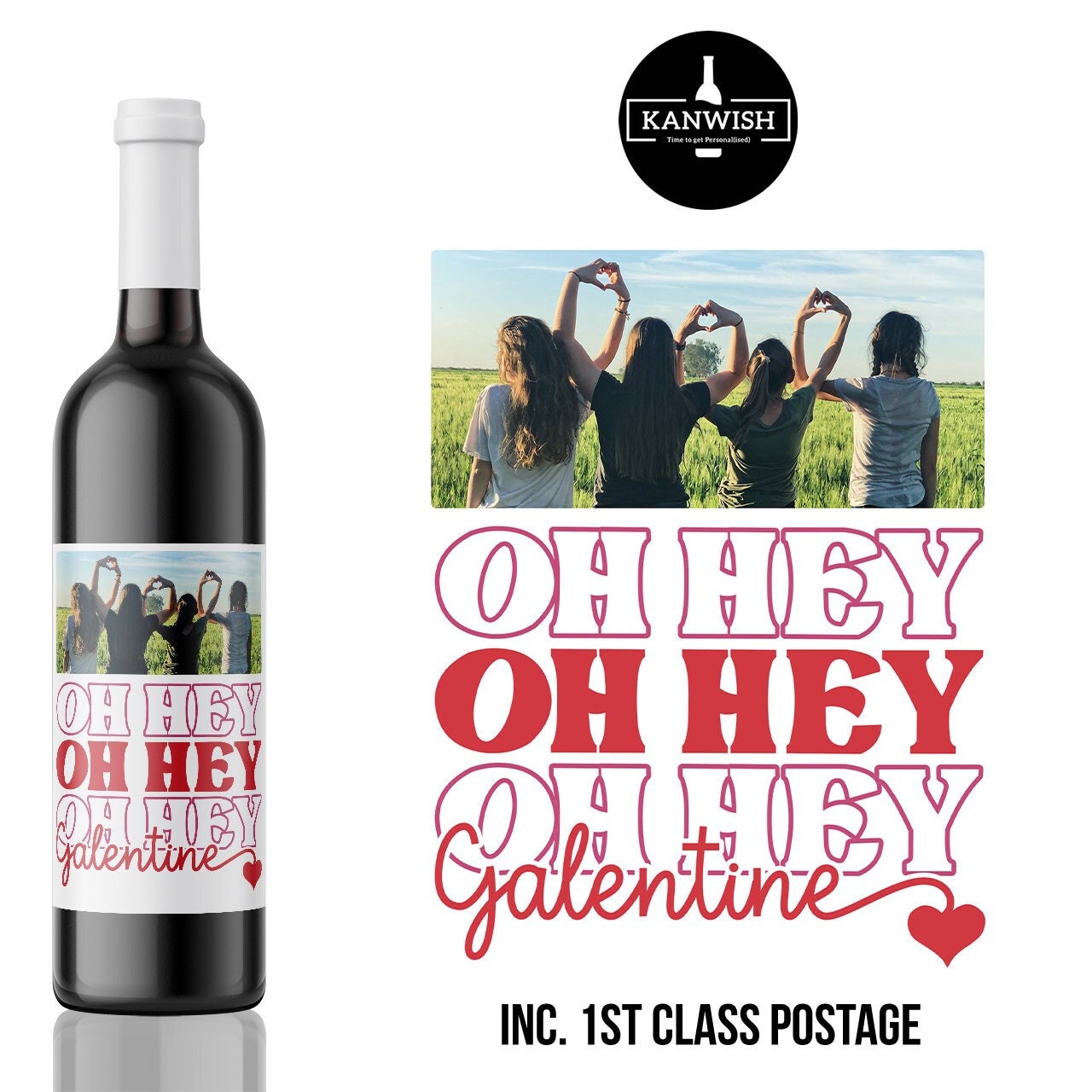 Personalized Custom Photo Galentine's Day Wine Label - A Fun Gift for Your Girls | bespoke wine label | wine bottle label