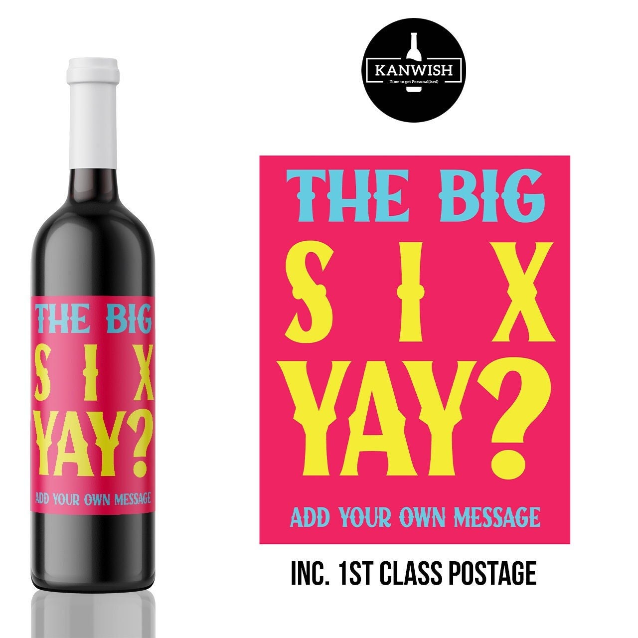 Big 60 humorous, rude and Edgy custom Wine Label sticker for Birthday | wine gift for brother, sister or best friend | sarcastic wine label