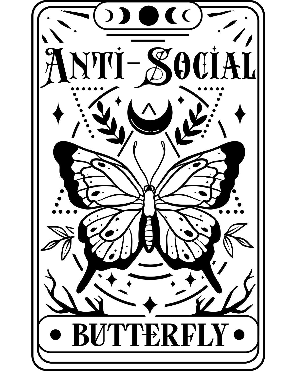 Anti Social butterfly Wine Label, funny banter custom wine label, personlised wine label sticker, Birthday wine label