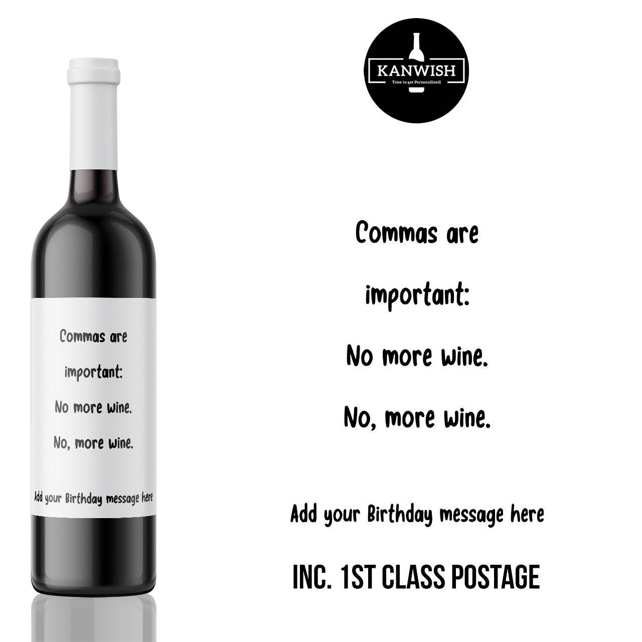 Comma Humorous, rude and Edgy Wine Label sticker for Birthday | Ideal for brother or sister | best friend  sibling wine gift for mum or dad