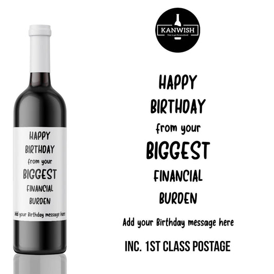 bank of dad or mum humorous, rude and Edgy Wine Label sticker for Birthday | wine gift for mum or dad