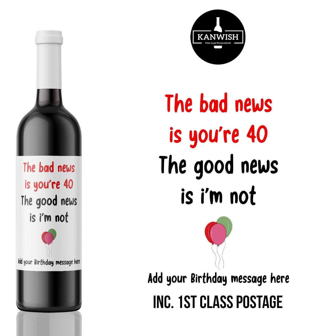 40th humorous, rude and Edgy Wine Label sticker for Birthday | wine gift for brother, sister or best friend hitting the big 40 this year!