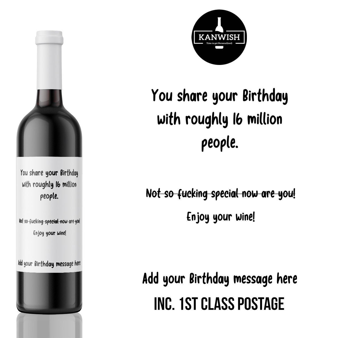 sarky humorous, rude and Edgy custom Wine Label sticker for Birthday | wine gift for brother, sister or best friend | sarcastic wine label