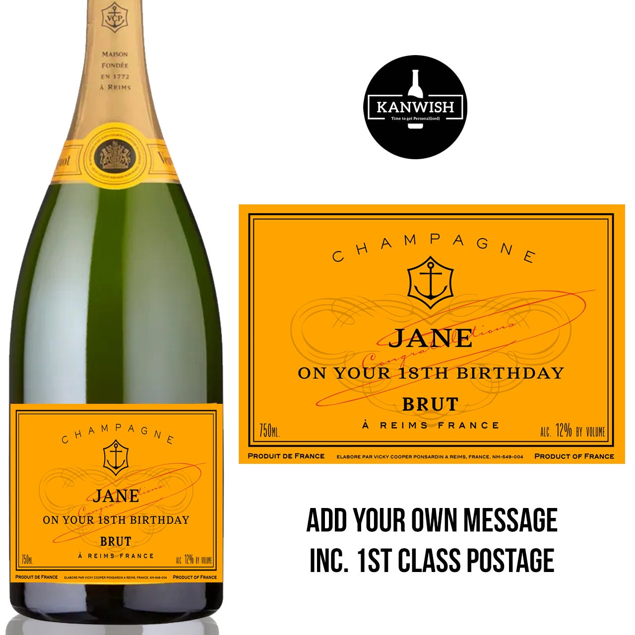 Personalised Birthday Champagne Bottle Label, 18th birthday wine label gift, 21st birthday, birthday gift for her champagne label