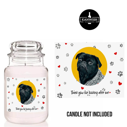 Personalised Photo Candle Label Custom Dog-Sitter Gift: Perfect for dog walkers gift, groomers and sitters - Cherish the Pawsome Memories!