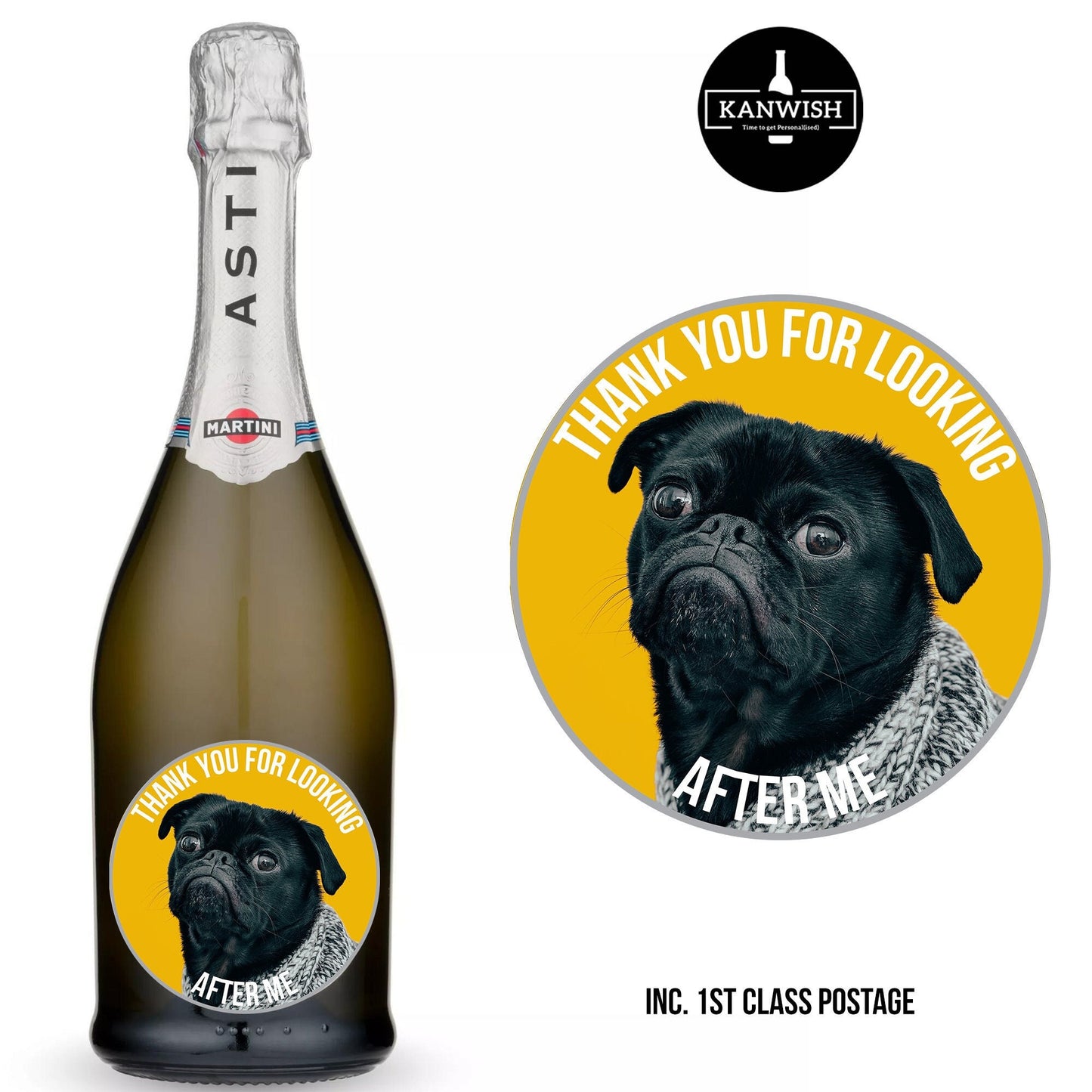 Birthday gift from dog prosecco wine label | funny dog personalised photo gift | dog walker gift | pet sitting gift | funny dog gift