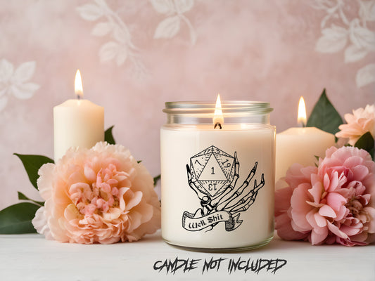 Metal AF funny Candle Clear Vinyl Sticker: Light Up D&D Sh*tty Moments!