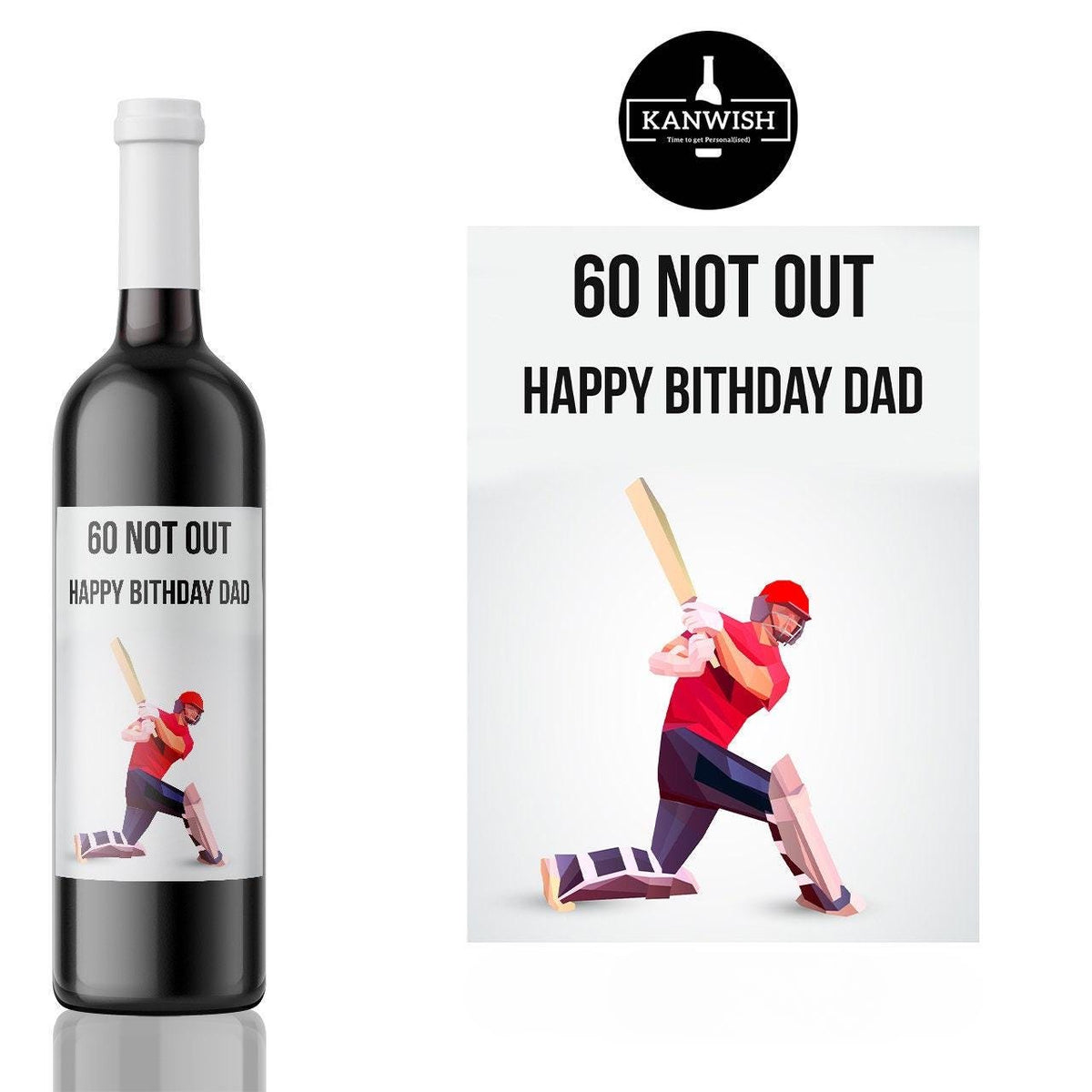 Cricket fan Birthday Wine Label, Cricketer Fifty Wine Label, Funny Cricket  40th 50th 60th birthday gift, funny 60th personal wine label