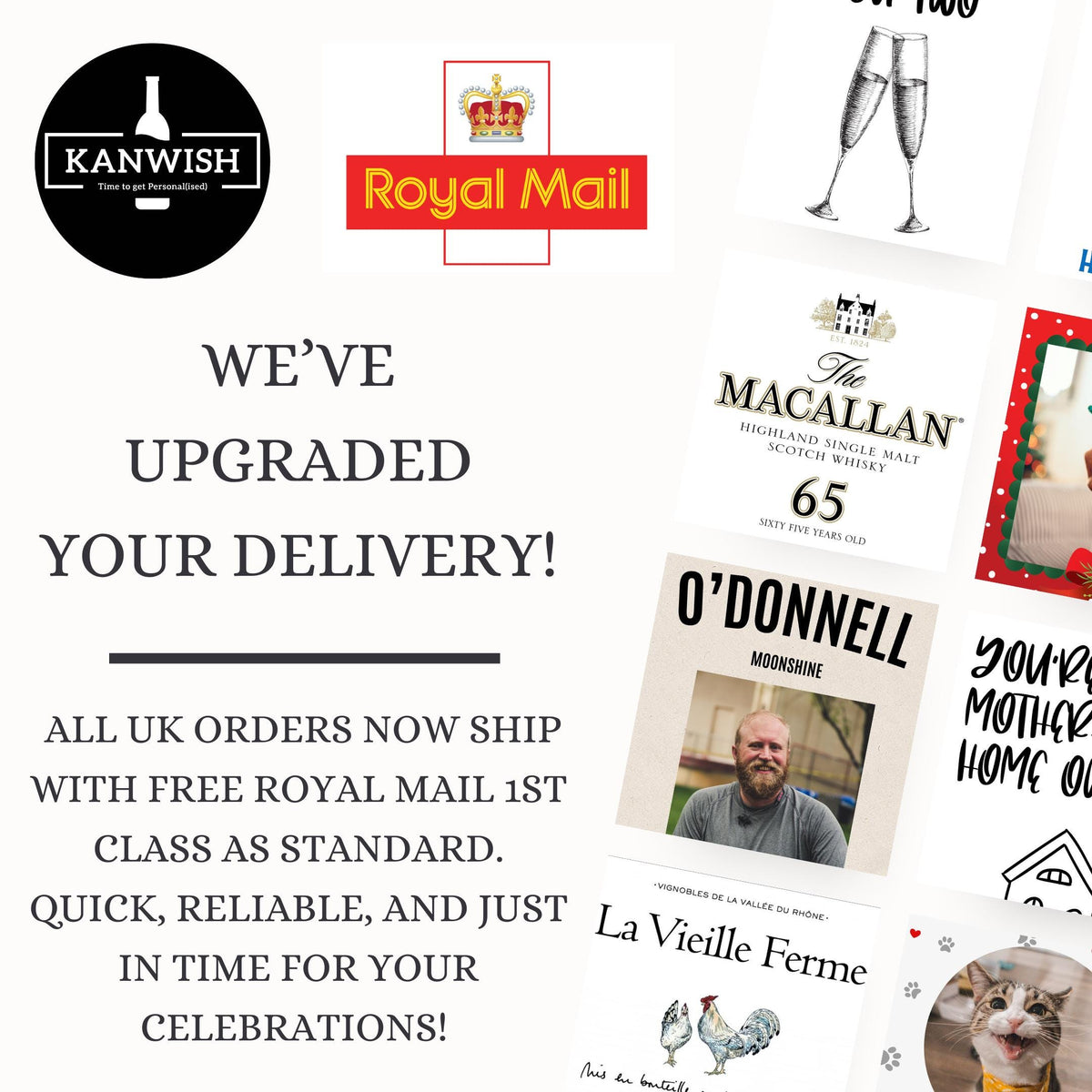 a collage of images with the words we've upgraded your delivery