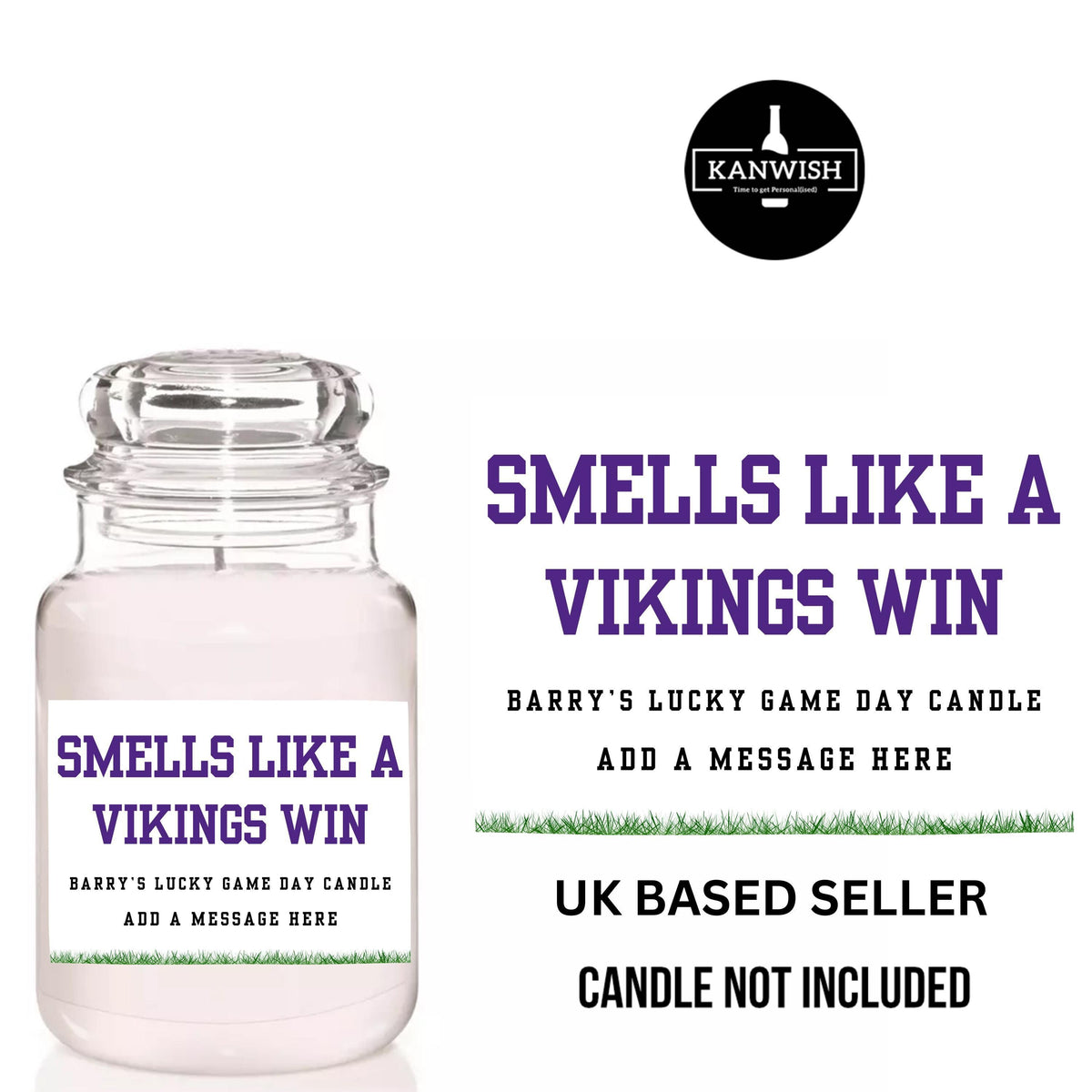 smells like a vikings win baby's lucky game day candle
