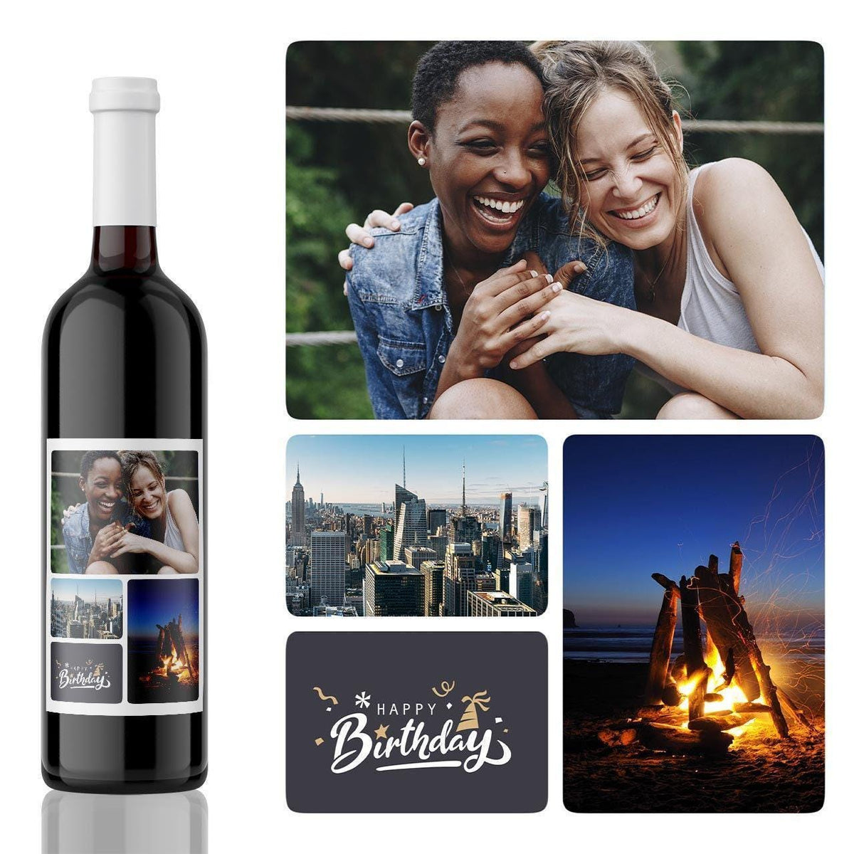 Personalised Photo Wine Label: Collage Design for Any Occasion