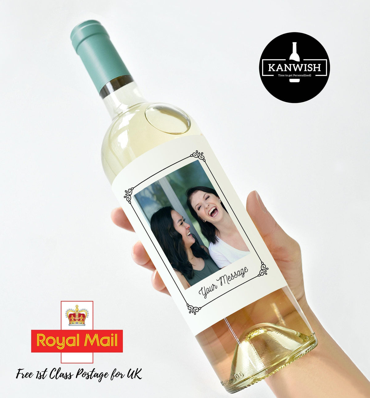 Custom Photo Wine Label, Personalized Birthday or Wedding (Fits 750ml Bottles)