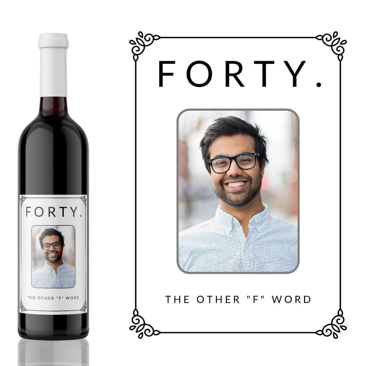 Personalized 40th Birthday Wine Label - Funny Photo Sticker