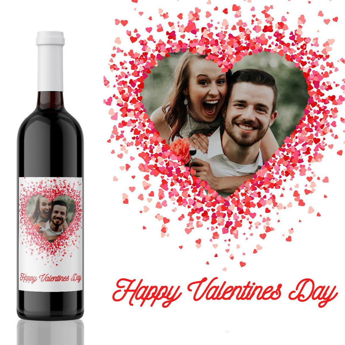Custom Photo Wine Label - Valentines Day Personalized Sticker