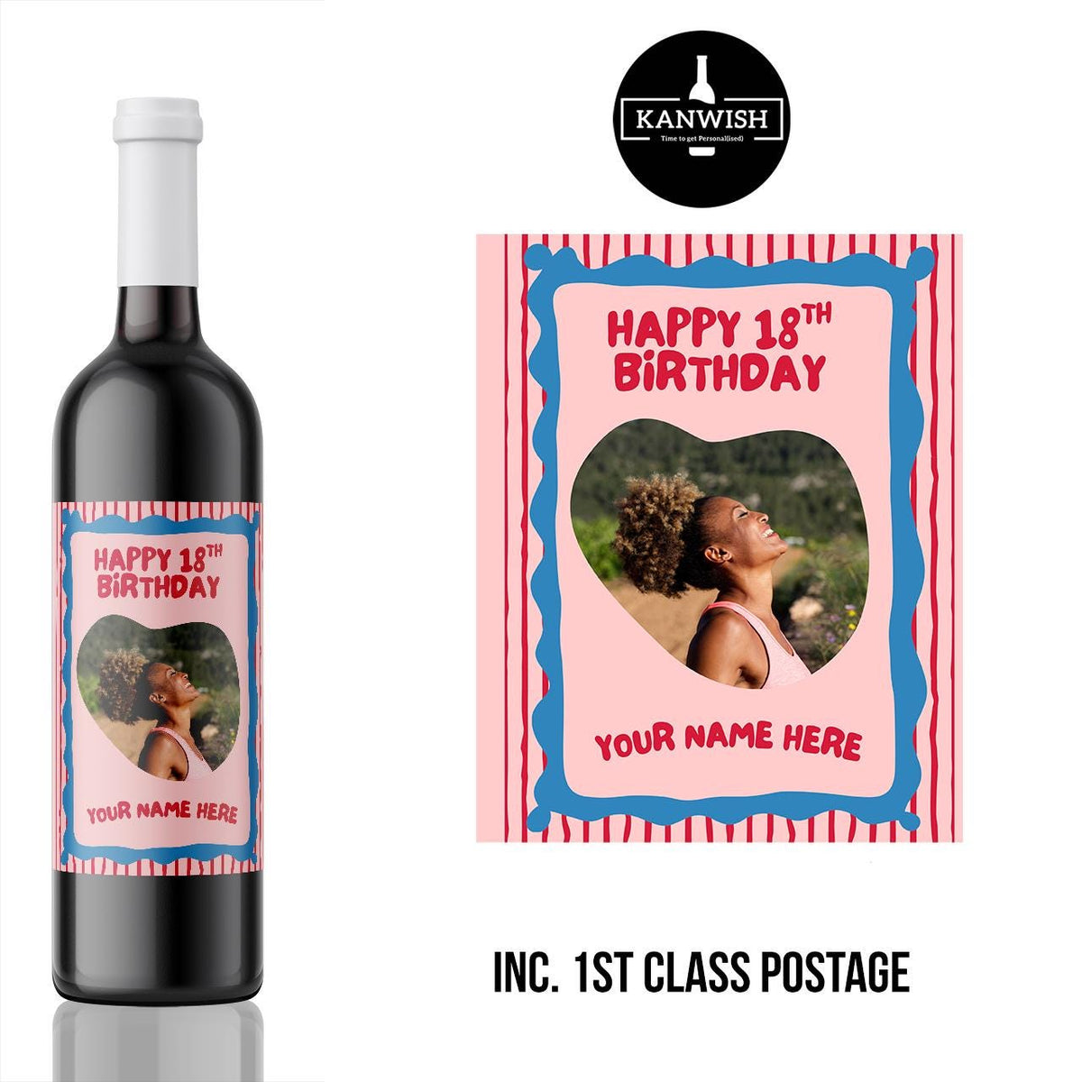 Personalised Funhouse Birthday Wine Label, Custom Photo Bottle Sticker, 18th 21st 30th Birthday Gift, Upload Your Own Picture