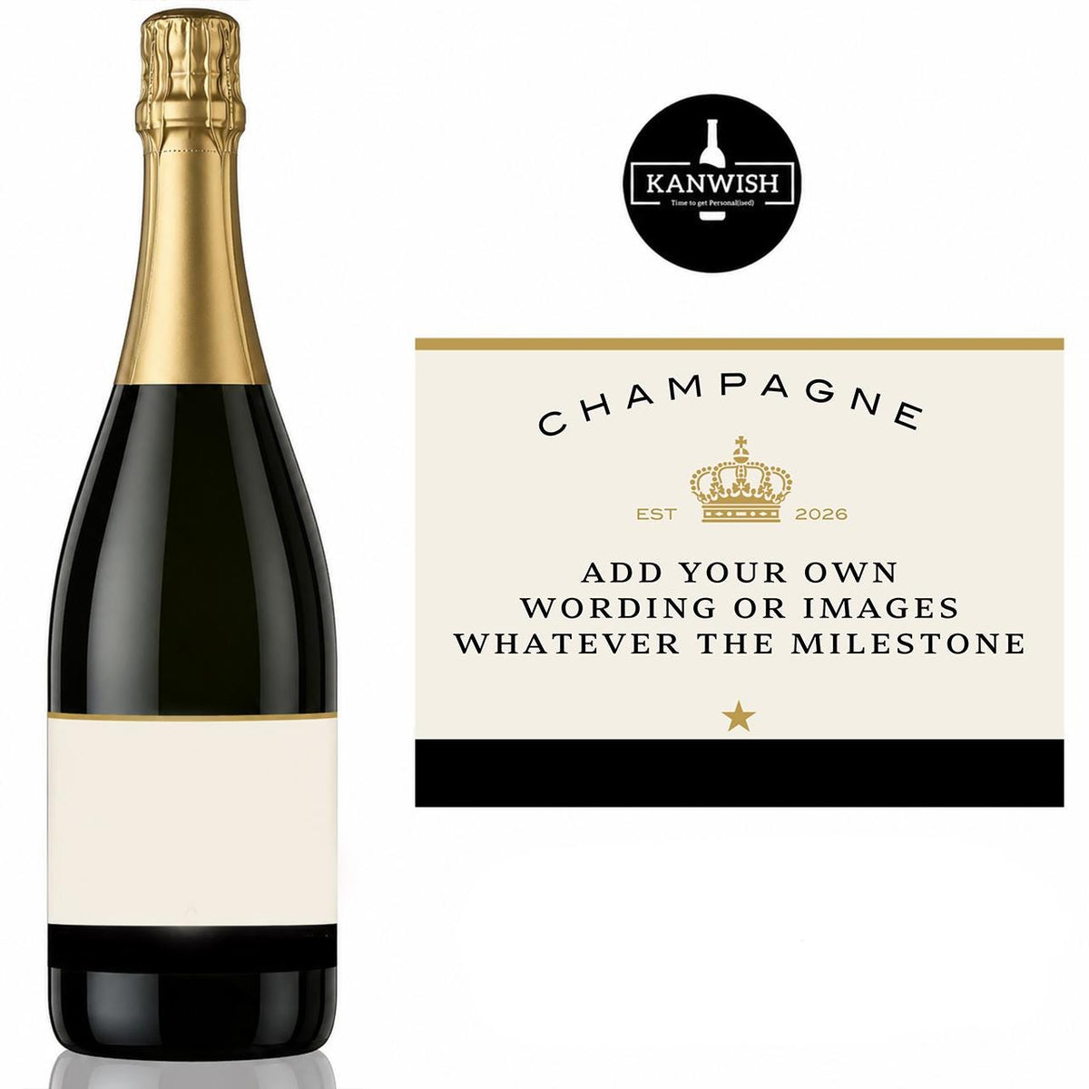 Personalized Birthday Champagne prosecco  Label, Custom Wine Label Sticker